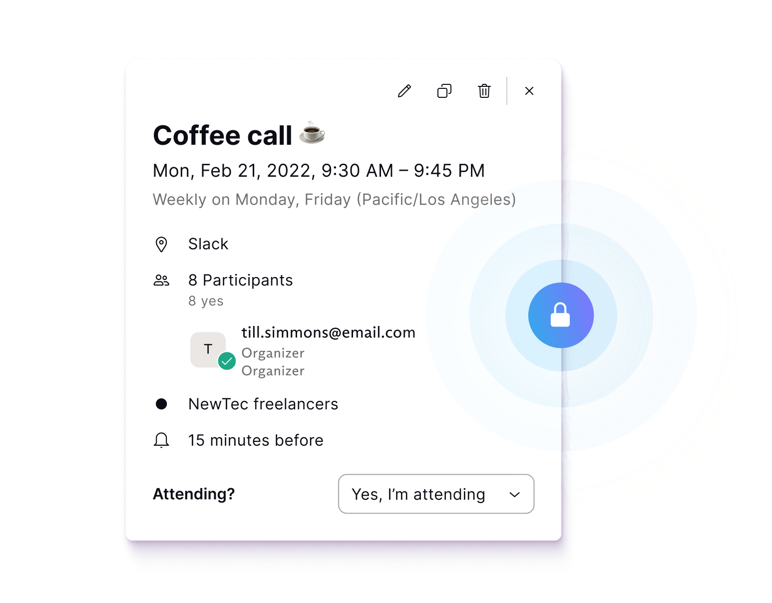 Illustration showing Proton Calendar's multiple layers of secure encryption.