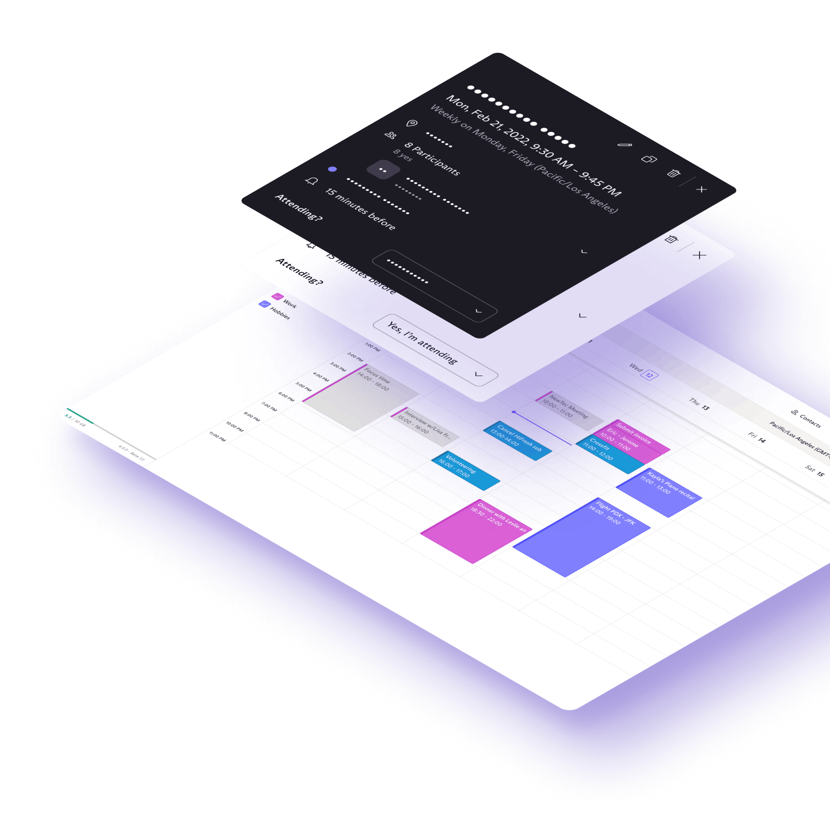 Proton Calendar uses end-to-end encryption to secure your events' details.