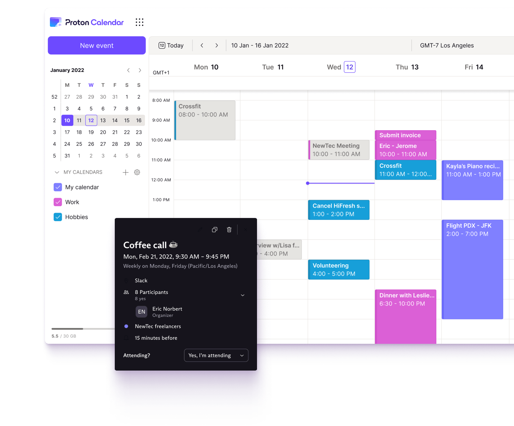 Proton Mail и Proton Calendar используют сквозное шифрование для защиты ваших данных.